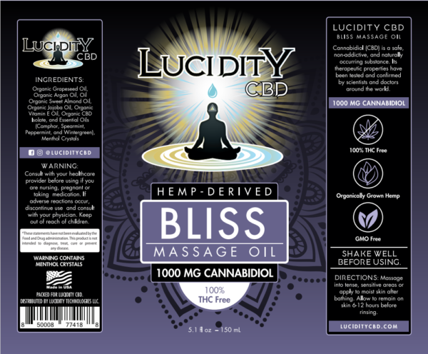 Lucidity_Bliss Massage Oil_1000 label