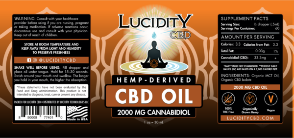 Lucidity_CBD Oil_2000 label