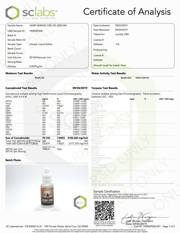 Lucidity_CBD Oil_2000_COA