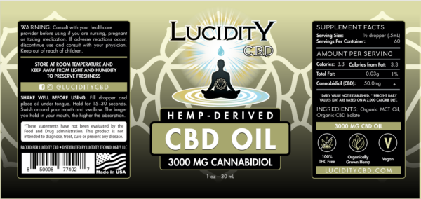 Lucidity_CBD Oil_3000 label