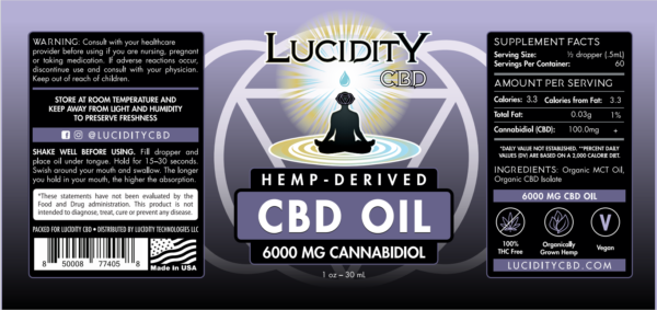 Lucidity_CBD Oil_6000 label